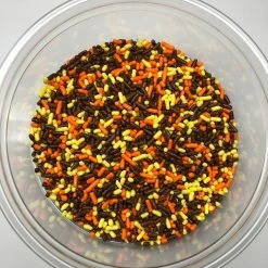 QA Products, Inc. - Beloit, Wisconsin Fall Sprinkles Autumn Mix Jimmies Bakery Topping 8 Ounces Fall Colors