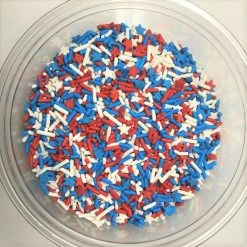 QA Products, Inc. - Beloit, Wisconsin Patriotic Stars & Stripes Mix Star Shapes Sprinkles Bakery Topping 6 Pounds
