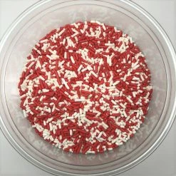 QA Products, Inc. - Beloit, Wisconsin Valentine Sprinkles Red White Jimmies Bakery Topping 1 Pound Sprinkles & Toppings