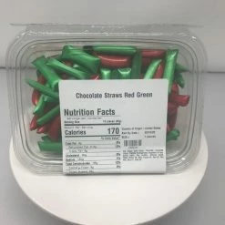 Beulah's Candyland Christmas Candy Old Fashion Chocolate Straws Red And Green 1 Pound Chocolate Filled Straws